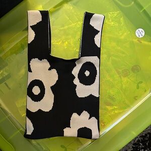 Black and White Floral Tote Bag